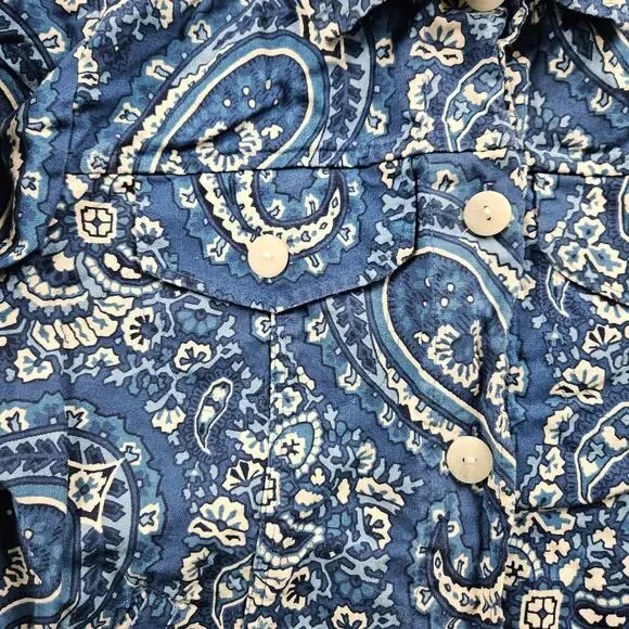 Vintage Coldwater Creek Paisley Top Button Up Womens S Boxy Crop Boho Western - Picture 5 of 9